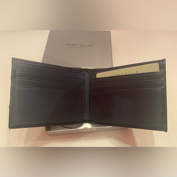 Perry Ellis Portfolio Slim Bifold Wallet Navy NWT - Picture 4 of 6